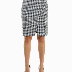 Immymart HOUNDSTOOTH FAUX WRAP ASYMMETRICAL SKIRT
