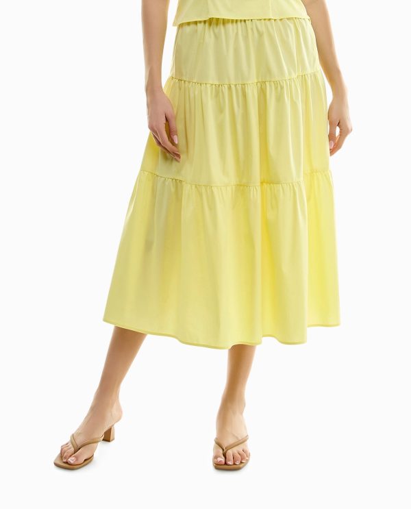 Immymart STRETCH POPLIN LONG TIERED SKIRT